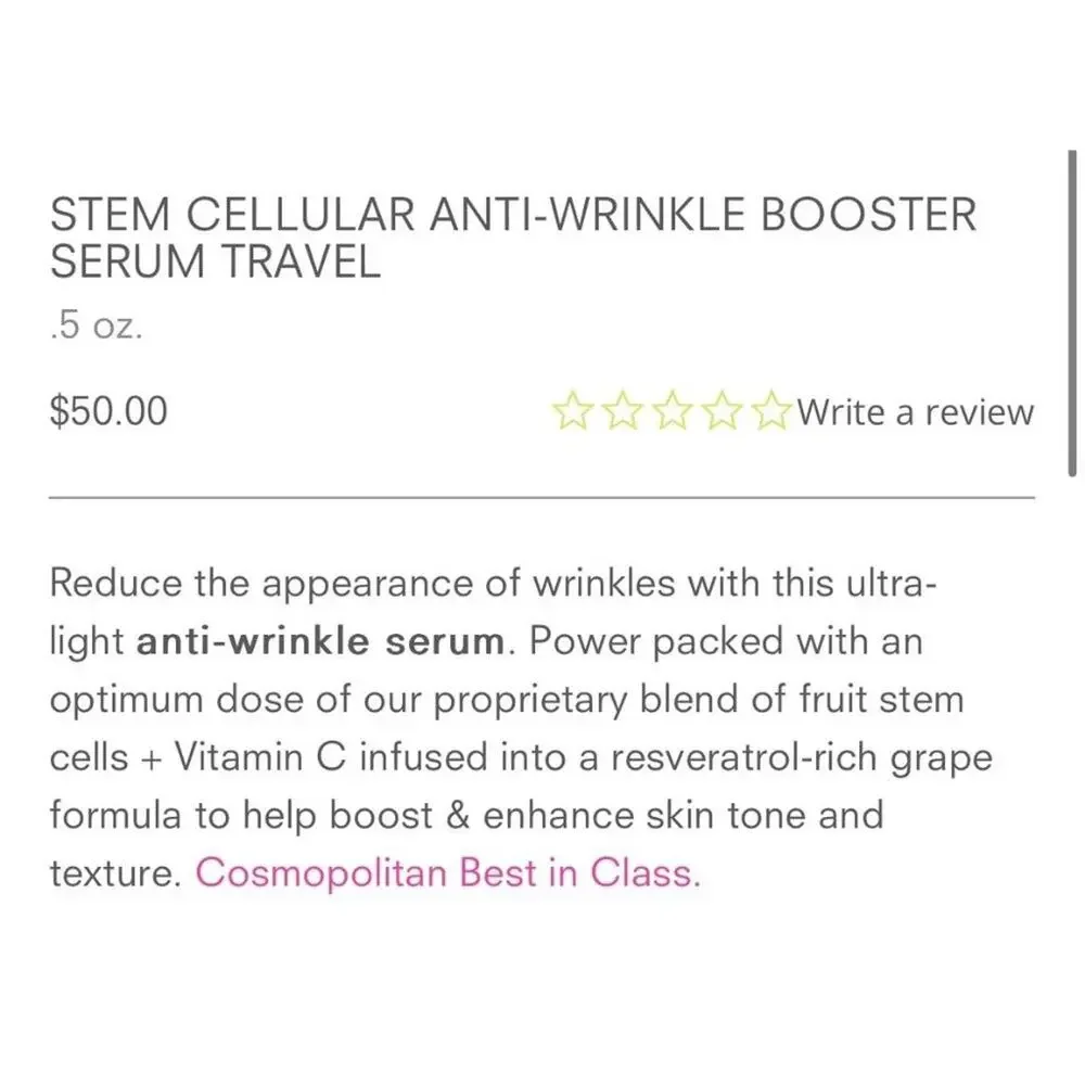 Juice Beauty Stem Cellular Anti Wrinkle Booster Serum .5oz